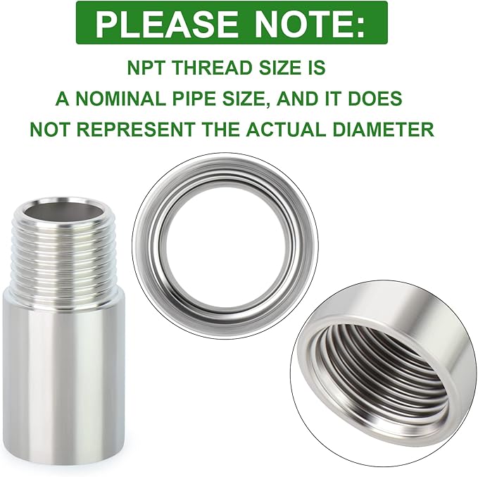TAISHER 4PCS Stainless Steel Pipe Fittings, 3/8" NPT Male x 3/8" NPT Female Threaded, 2" Length Nipple Cast Pipe