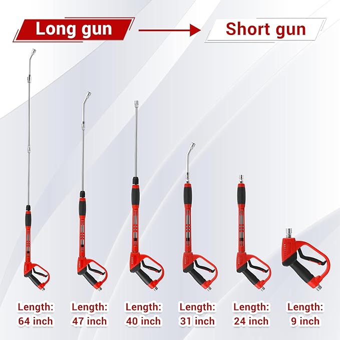 Tool Daily Pressure Washer Gun with Replacement Wand, 17 Inch Power Washer Extension Wand, 30° Curved Rod, 5 Nozzle Tips, 4000 PSI