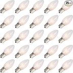 25 Pack C9 Replacement Light Bulbs, C9 Clear String Lights Repalcement Bulbs Fits in C9/E17 Intermediate Base, 7W Night Light Bulbs for Indoor Outdoor Christmas String Light Patio Holiday