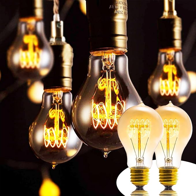A19 Edison Light Bulb,E26 Incandescent Light Bulbs 60W Antique Vintage Bulb,2200K Dimmable Warm White 280 Lumens Amber Retro Decorative Old Fashioned Incandescent Bulb,Squirrel Cage 6 Pack