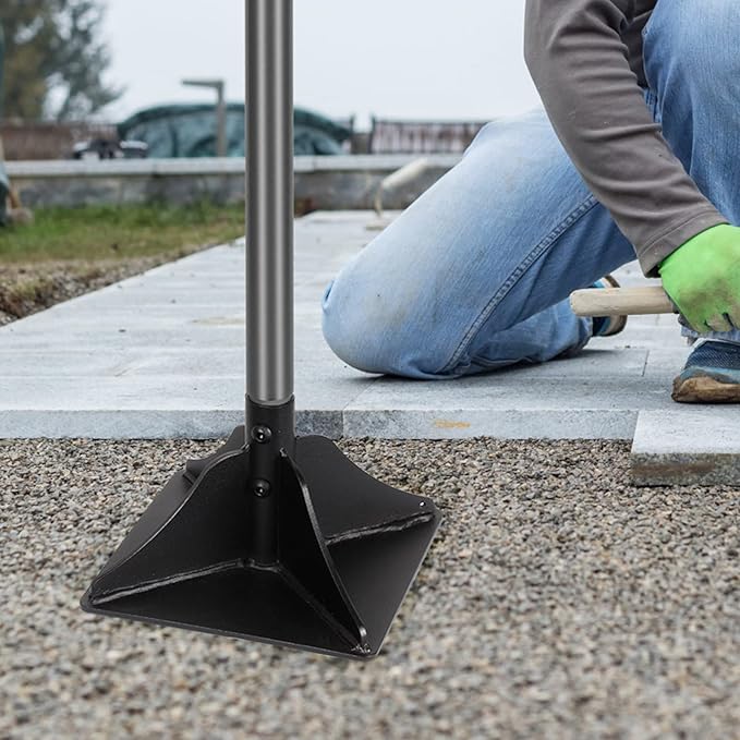 Walensee Steel Tamper 48 inch Steel Handle 10"x10" Garden Tamper with Rubber Grip for Laborsaving All-Steel Tamper Heavy Duty Ideal Tool for Leveling Ground Installing pavers and Repairing Blacktop