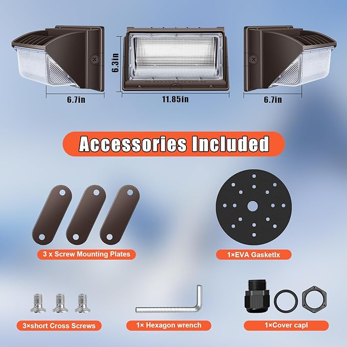 Juyace 150W LED Wall Pack Light Outdoor Security Flood Lighting 5000K 100-277V IP65 Waterproof for Barn Warehouse Garage Yard