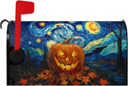 Halloween Pumpkin Magnetic Mailbox Covers Standard Size 18 x 21 Van Gogh's Starry Night Mailbox Wraps Cover Oil Painting Decorations Post Box Cover for Garden Yard Outdoor Decor