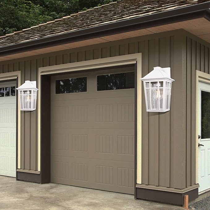 Darkaway Outdoor Sconce Lights Wall Light Fixtures, 14inch Large Porch Light Outdoor Wall Anti-Rust Waterproof Aluminum with Glass Exterior Light Fixture for Patio Yard Doorway Garage (Large, White)