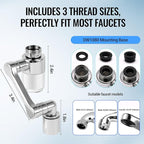 1080° Swivel Tap Extension, Swivel Robot Arm Bathroom Tap Extension, Kitchen Swivel Extension Filter with 2 Mode Splash Proofing (Extender with filter, Silver coloured)