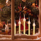 Silicone Dipped Candle Light Bulbs C7 Flickering Flame Bulb E12 Base, Shatterproof Silicone Christmas Light Bulbs for Candle Lamps Electric Window Candles Chandelier Decor, 12 Pack, 1W