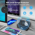 Ultra Flat Plug Surge Protector Power Strip 10 ft Cord,Long Power Strip with 4 Widely Outlets, Thin Extension Cord with 3 USB Ports(1 USB C Port),Slim Desk Charging Station,Black(2 Pack)