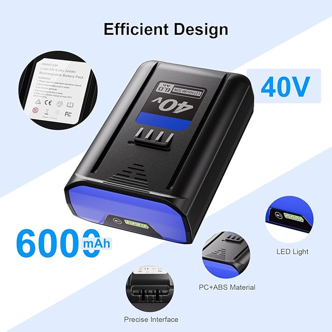 2 Pack 6.0Ah Lithium-ion Replacement for Kobalt 40V Battery Compatible with KPM1040A-03, KM-1640-06, KM 4040-06,Cordless Power Tool Battery