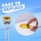 38mm/1.5Inch Dual Flush Toilet Button Kit - Water-Saving Push Valve Replacement Set for Tank Repair, Corrosion-Resistant Bathroom Upgrade Parts (Golden, Universal Fit, Easy Install)