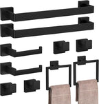 Bathroom Hardware Set Matte Black 10-Pieces Bathroom Towel Rack SUS304 Stainless Steel Bath Towel Bar Set, Towel Racks Wall Mounted.