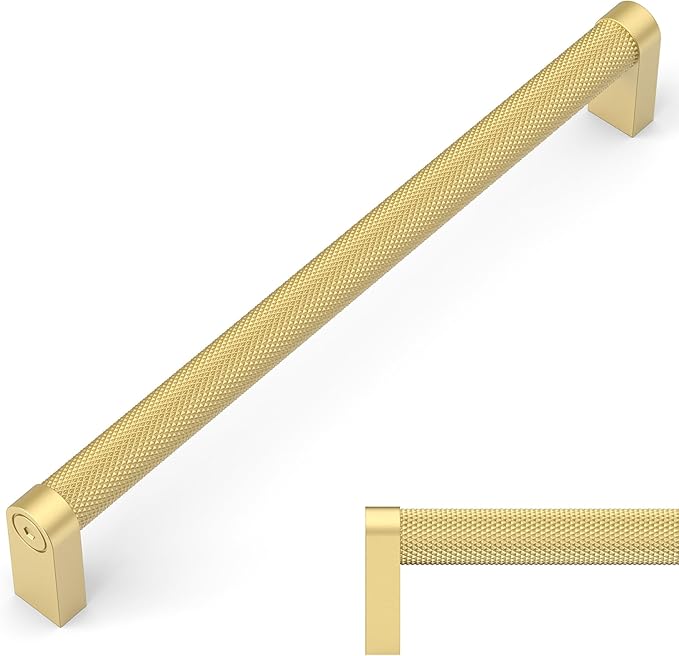 Amerdeco 10 Pack Brushed Gold Cabinet Pulls 6.3 Inch Hole Centers Kitchen Cabinet Handles Hardware Kitchen Handles for Cabinets Handles ZH0064