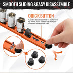 Magnetic Socket Organizer, 6-Piece Heavty Duty Aluminum Socket Holder, Socket Rail for Tool Box, Premium Quality 360° Swivel Socket Rack Kit with 80 Clips for 1/2, 3/8, 1/4-Inch(Black&Orange)