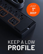 ECHOGEAR ShockBlocker 8 Outlet Surge Protector Power Strip - Slim Design Can Power & Protect Your Entire TV, Office, Or Gaming Setup - Advanced Surge Suppressor with 3420 Joules of Protection