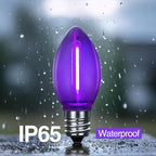 C7 Halloween Light Replacement Bulbs, Led Clear Purple Light Bulbs, 0.6 W C7 Bulb E12 Candelabra Base for Christmas Thanksgiving Xmas Tree Holiday Patio Outdoor String Lights Decor -12 Pack