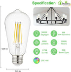 Depuley LED Light Bulbs E26: 12-Pack Chandeleir Lights Bulb 6W Equivalent 60W - Edison Vintage Bulbs Daylight 5000K ST58 Clear Glass Bulb 800LM 80+CRI Non-Dimmable