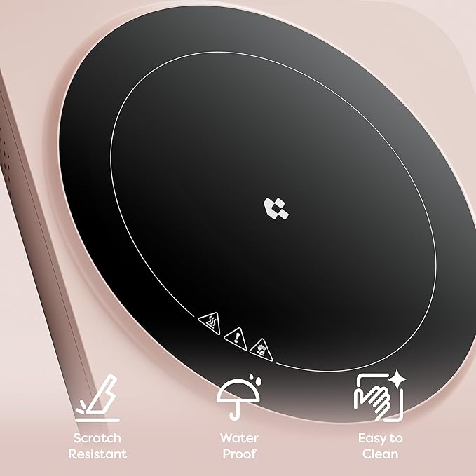 CIARRA CATIH1A-P Portable Induction Cooktop, Slim Single Electric Countertop Burner with Sensor Touch and Digital time, Pink