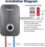 Ranein Electric Tankless Water Heater, 11Kw 240v, On Demand Instant Water Heater with CSA Certification, IPX4 Waterproof, LED Temperature Display for Bathroom, Self Modulating Energy Saving Save Space