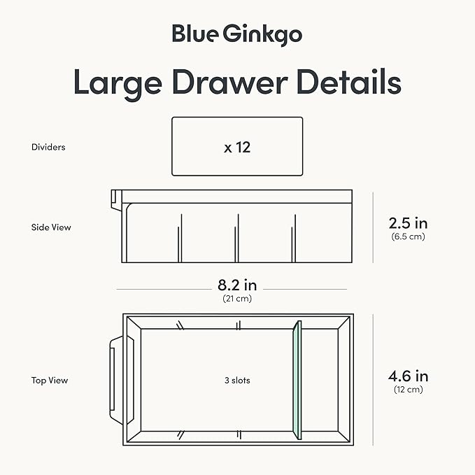 Blue Ginkgo Large 12-Drawer Cabinet – Stackable Clear Organizer for Hardware, Beads, Plastic Bricks, Office, and Craft Storage (Made in Korea, Gray)
