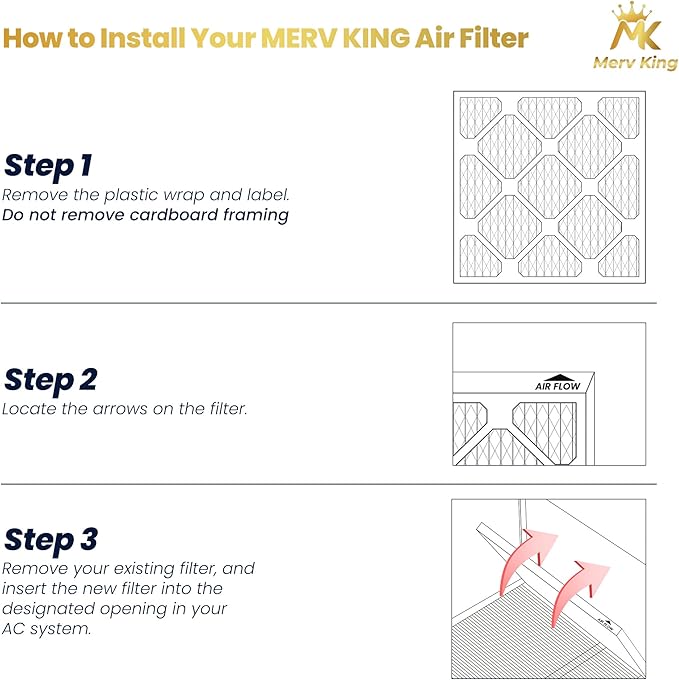 MervKing 16x20x4 Air Filter Actual Size: 15.88" x 19.88" x 4.31" MERV 13 MPR 1500-1900 | MADE IN USA | 2-Pack | Pleated HVAC AC Furnace Replacement