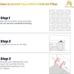 MervKing 16x20x4 Air Filter Actual Size: 15.88" x 19.88" x 4.31" MERV 13 MPR 1500-1900 | MADE IN USA | 2-Pack | Pleated HVAC AC Furnace Replacement