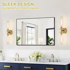 Wall Sconces Set of Two, Hardwired Brushed Gold Bathroom Sconces Wall Lighting with Clear Glass, Modern Sconces Wall Decor Set of 2 Bathroom Light fixtures for Mirror Hallway (Bulbs Not Included)