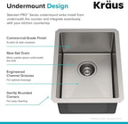 KRAUS Standart Pro 14 -inch Undermount Single Bowl 16 Gauge Stainless Steel Bar Kitchen Sink, KHU101-14