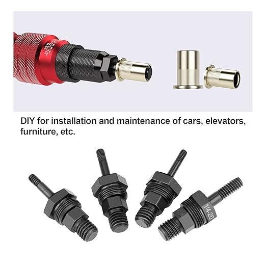 Beaspire 4 PCS Cordless Drill Electric Rivet Gun's 8-32, 10-24, 10-32, 1/4-20 Mandrels