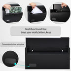 xydled Mailbox Wall Mount Door Mailboxes for Outside, Large Steel Hanging Metal Mailbox, Modern Post Box Package Parcel Drop Box for House Home, Textured Black, 14.56''x7.1''x4''