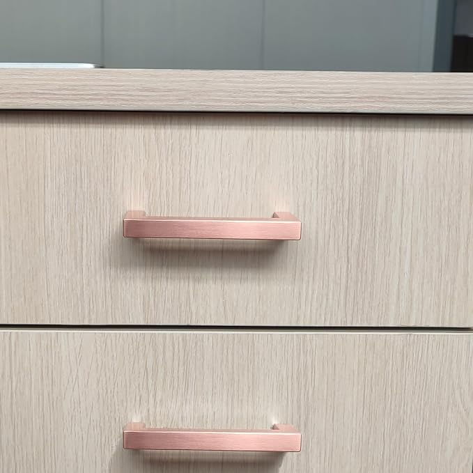 10 Pack Cabinet Pulls 3.75 Inch Hole Center Brushed Copper Square Cabinet Handles Dresser Drawer Pulls Modern Bathroom Cupboard Handles Stainless Steel Kitchen Cabinet Hardware