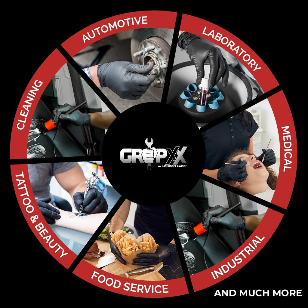 Black Nitrile Gloves Disposable Latex Free & Powder Free, 4 Mil Rubber Glove, Cleaning, Cooking, Mechanic(XS-XXL)