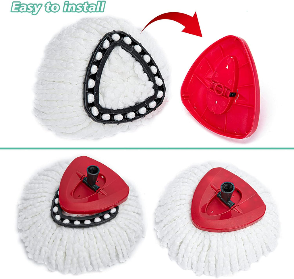 10 PCS Spin Mop Replacement Head,100% Microfiber Mop Heads Replacements with Triangle Spin Mop Head, 360 Degree Round Spin Mop Replacement Head for Easy House Cleaning Floor Mopping