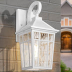 Darkaway Outdoor Wall Lights for House, Exterior Lighting Fixtures Wall Mount Outside Porch Lights Waterproof White Outdoor Sconce Lights with Water Ripple Glass for Patio Garage Front Door