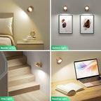 Lightbiz LED Wall Lights, Wall Sconces 2 Pcs with Remote Rechargeable Battery Operated, 3 Color Temperatures & Dimmable Wall Lamp Magnetic 360° Rotation Light for Bedroom Living Room