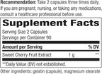 Nature's Way Cherry Fruit, Sweet Cherry Extract, Supports Antioxidant Pathways*, 1,000 mg Per Serving, 180 Capsules