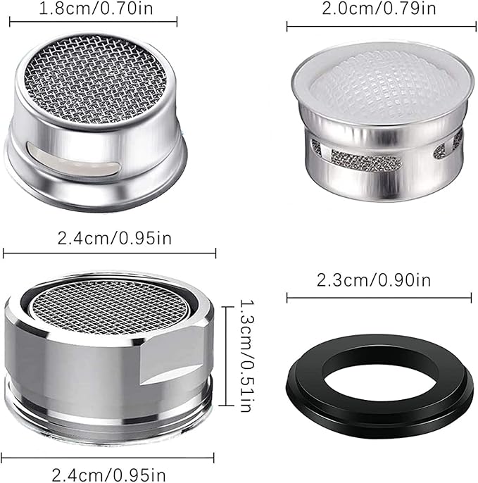 4Pcs Faucet Aerator 4 Pack Kitchen Sink Aerator Replacement Parts With Brass Housing 15/16 Inch Male Thread Aeratorwith gasket for kitchen and bathroom