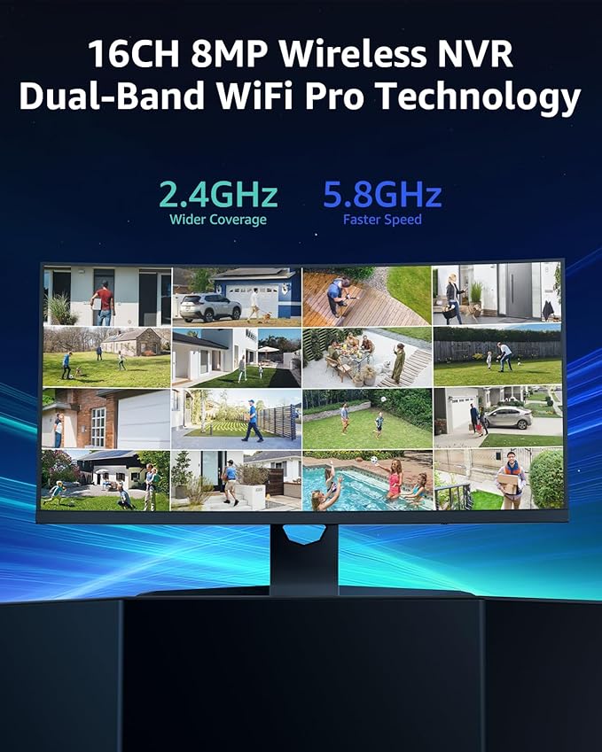 ANNKE Wireless Camera System, 16CH Expandable 4K Security NVR, 8Pcs 3MP Outdoor Cameras, 2-Way Audio, Dual-Band WiFi, Human Detection, IP66 Waterproof, 2TB HDD, Compatible with Alexa, 24/7 Protection