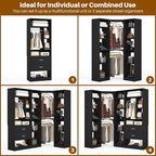 Corner Closet System with 2 Sets, 63.2" Corner Closet Organizer System with 2 Drawers + 18 Shelves + 3 Hanging Rods, Reversible L Shaped Walk-in Closets, Black (63.2" L x 39.2" W x 80" H)