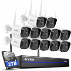 ANNKE Wireless Security Camera System, 16CH 4K WiFi NVR Kit, 12Pcs 3MP CCTV Home Surveillance Cam for Indoor/Outdoor, 2-Way Audio, Night Vision, Weatherproof IP66, Motion Detection, 2TB Hard Drive