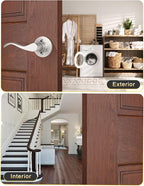 Mengico 1 Set Door Handles Interior,Satin Nickel Door Lever Lock,Interior Dummy Door Handles (Right & Left)