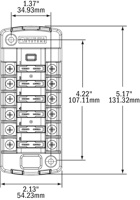Blue Sea Systems 5037 ST Blade Fuse Block - Six Independent Circuits, 40 Amps