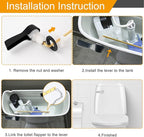 Hibbent Universal Metal Front Mount Toilet Handle Replacement Kit, Brass Toilet Flush Tank Lever with Stainless Steel Flapper Chains for Most Toilets, Matte Black Finish