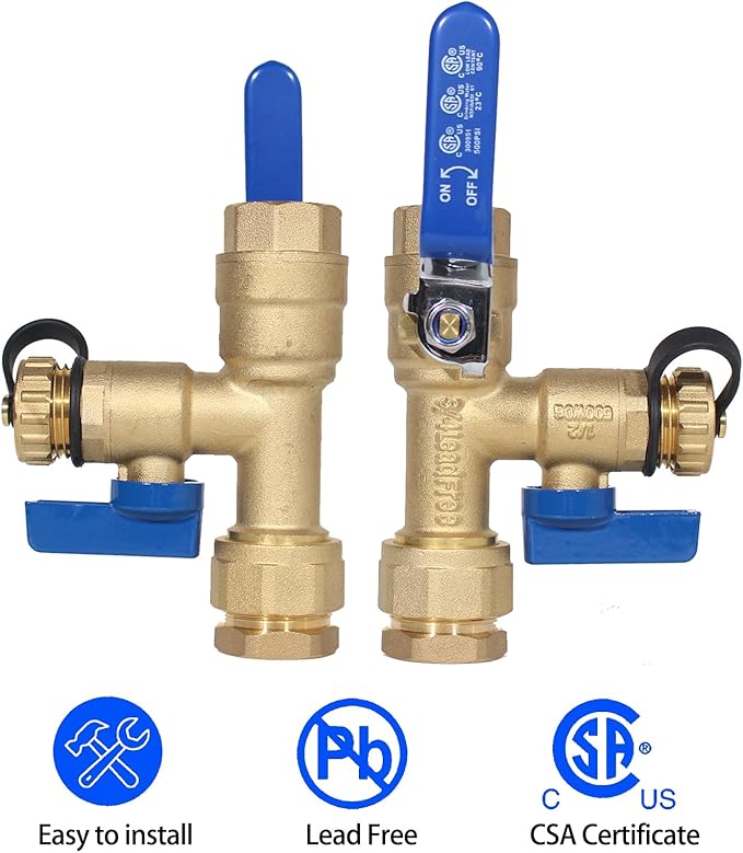 MIZUDO 3/4''NPT Tankless Water Heater Service Valve Kit, with 150 PSI Pressure Relief Valve, Hot and Cold Isolator Valve