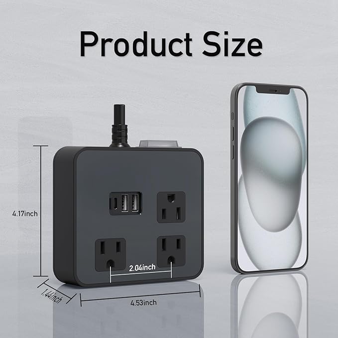 Outdoor Power Strip Weatherproof, KPQ IPX6 Waterproof Surge Protector Power Strip with 3 Outlets, 2 USB A & 1 USB C, 6Ft Heavy Duty Extension Cord for Indoor Outdoor