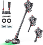 Cordless Vacuum Cleaner, 580W 60KPA Dual Motor Stick Vacuum for Home with 60mins Runtime, 6 LED Green Headlights, Self-Standing Design, V-Shaped Floor Brush for Carpet Tile Pet Hair Hardwood Floors