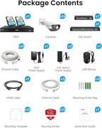 ZOSI 32CH 4K PoE Security Camera System, Face Person Vehicle Detection, 2 Way Audio, 24 x 8MP Spotlight Outdoor Indoor IP Cameras, 32 Channel 4K NVR with 8TB HDD for 24/7 Recording