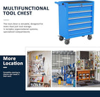 5-Drawer Metal Rolling Tool Chest with Wheels,Tool Storage Cabinet with Locking System，Toolbox with Wheels for Garage, Warehouse, Workshop, Repair Shop (Blue, 5Drawer)