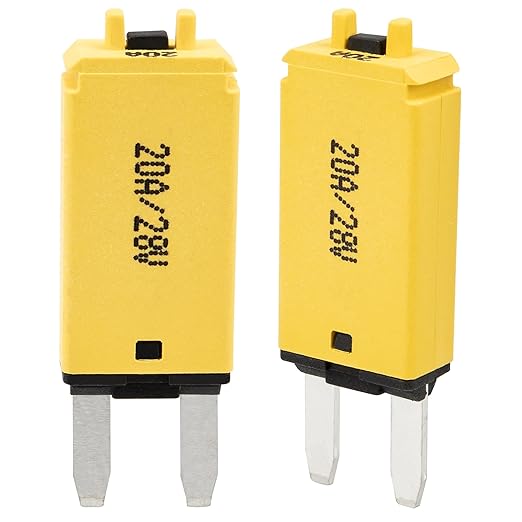 NuIth Manual Reset 20A Mini Fuse Circuit Breakers, E73 Low Profile ATM Circuit Breaker Blade Fuse DC 28V Resettable Standard Blade Fuses for Car Truck RV Marine (2PCS-20A)