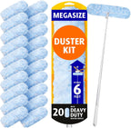 6 ft Extendable Duster Handle with 20 Pcs, Compatible with Swiffer, Disposable Microfiber Dusting Pads for Home Cleaning, Ceiling, Fan, Window, Hard-to-Reach Areas