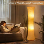 GyroVu 46" Modern Floor Lamps for Living Room, LED Column Standing Floor Lamp with 3 Color Temperature Adjustable & Fabric Lampshade for Corner, Bedroom, Office & Kid's Room - Bulbs Included