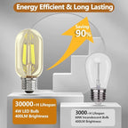 4 Pack T45 Dimmable LED Edison Bulbs, Vintage LED Filament Bulbs 4W Equivalent 40W, 110-130V E26 Base 2700K Warm White Light, CRI 90+ Clear Glass Small Bulbs, Great for Home Office Bar.